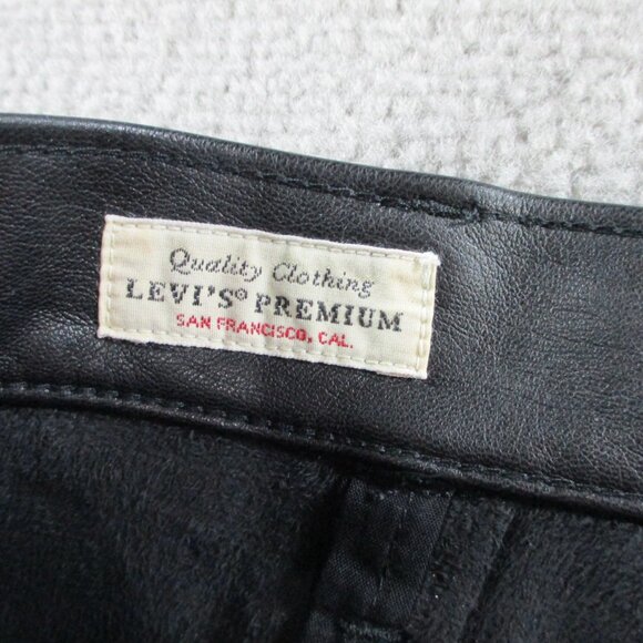 EUC Levis Math Club Slacks Pants Womens 30 Black Faux Leather Premium Academic - Picture 11 of 15